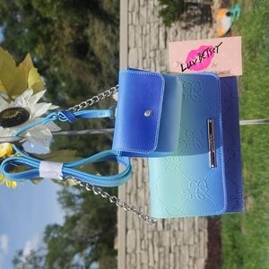 NWT LUV BETSEY BLUE/MULTI OMBRE COSSBODY / WALLET W/ HANGOFF